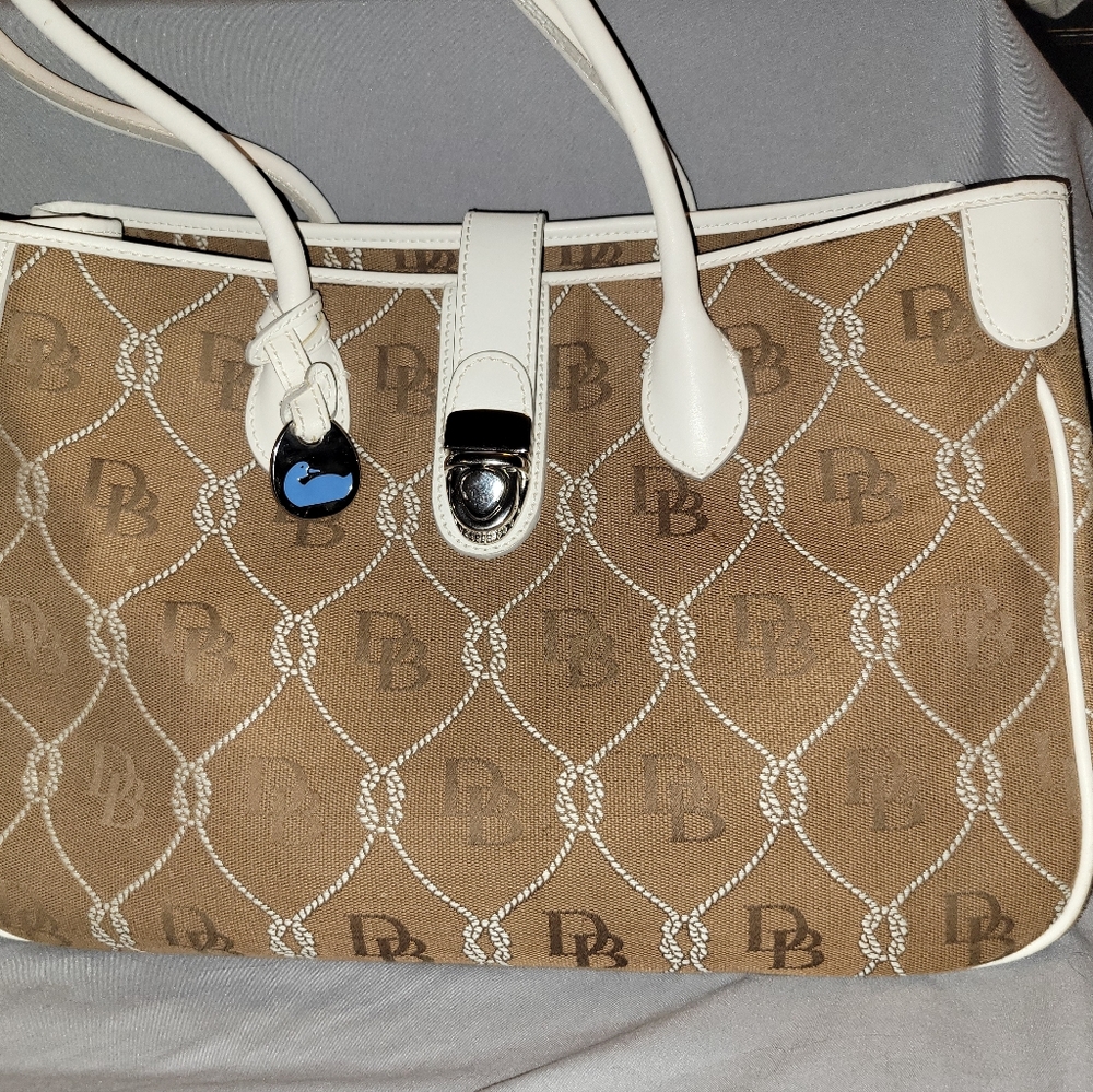 Dooney & Burke Hand Shoulder Bag Coated Cotton, Leather Trim